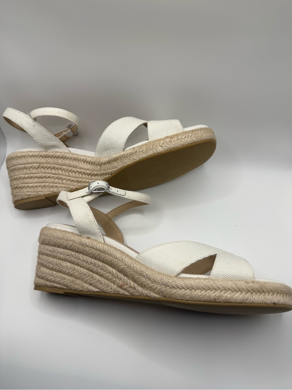 Stuart Weitzman Miami Espadrille Wedge Sandals White Size 7.5 NWOB - Picture 10 of 11